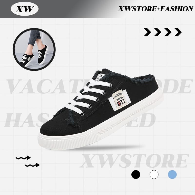 XWshopee กําลังฮิต รองเท้าผ้าใบเปิดส้น มี3 สีให้เลือก เเต่งตัวง่าย ใส่เที่ยวก็ได้ ใส่ทํางานก็ดี…