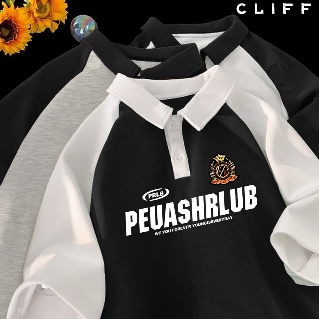 CLIFF ชาย ปกพับ เสื้อโปโล ฤดูร้อน ไซส์ใหญ่ สีต่อ ลําลอง แขนสั้น กีฬา แมทช์ลุคง่าย