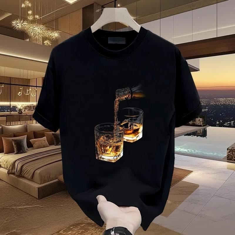 เสื้อยืดคอกลม-แขนสั้น เสื้อผู้ชาย oversize t shirt เสื้อเมกา-สตรีทแฟชั่น พิมพ์ลายเท่ๆ สีขาว-สีดํา
