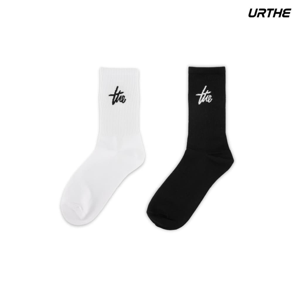 URTHE - ถุงเท้า เเพ็ค 3 คู่ 200 ปักโลโก้ รุ่น THE SOCKS 3 PACK