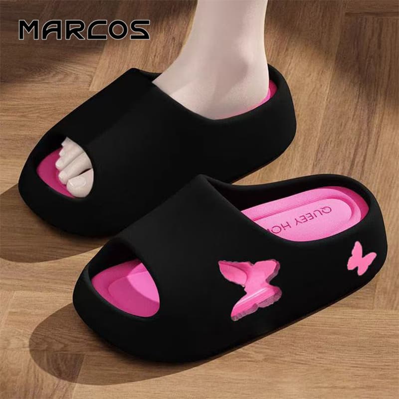 MARCOS พร้อมส่งจากไทย รองเท้าแตะพื้นนมสดที นพื้นสูงเจาะรูหัวใจกันน้ํา กันลื่นใส่ง่าย ไม่เจ็บเท้า