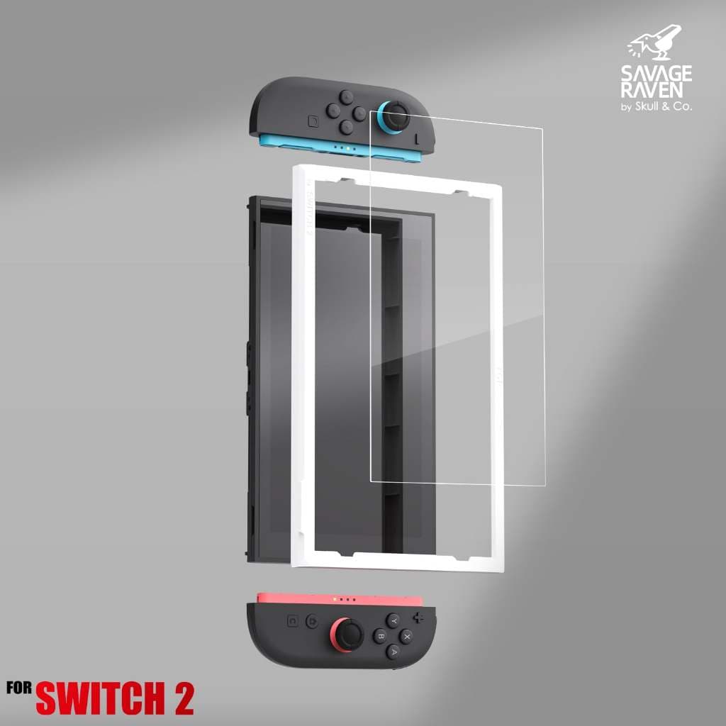 Savage Raven by Skull & Co. Tempered Glass Screen with Frame for Switch 2(2 Pack) (รุ่นปี 2025)