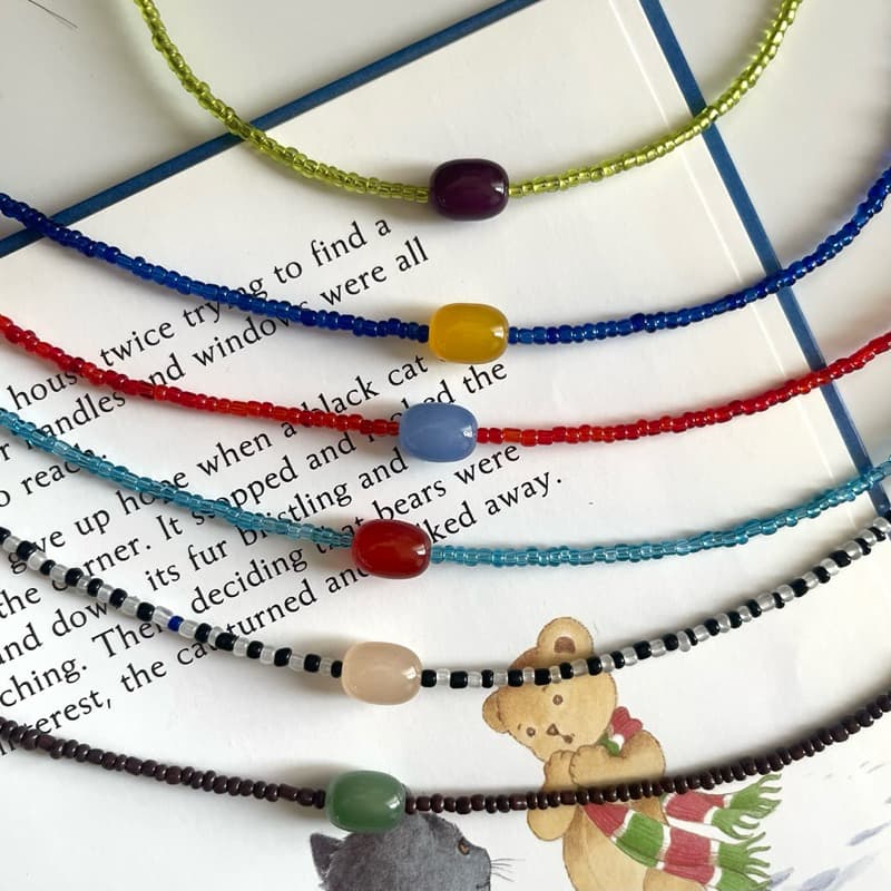 ส่งด่วน! candy necklace สร้อยคอลูกปัด จี้หิน สีสดใส สไตล์เกาหลี ใส่ไปทะเล | ourweekend.stuff รูปที่ 1