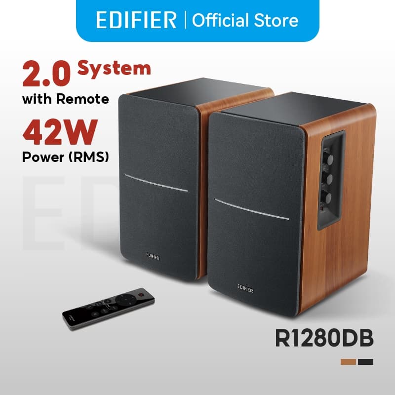 Edifier R1280DB ลําโพงบลูทูธ พร้อมระบบ V5.1, 42W RMS, ออปติคัล, โคแอกเชียล, RCA คู่