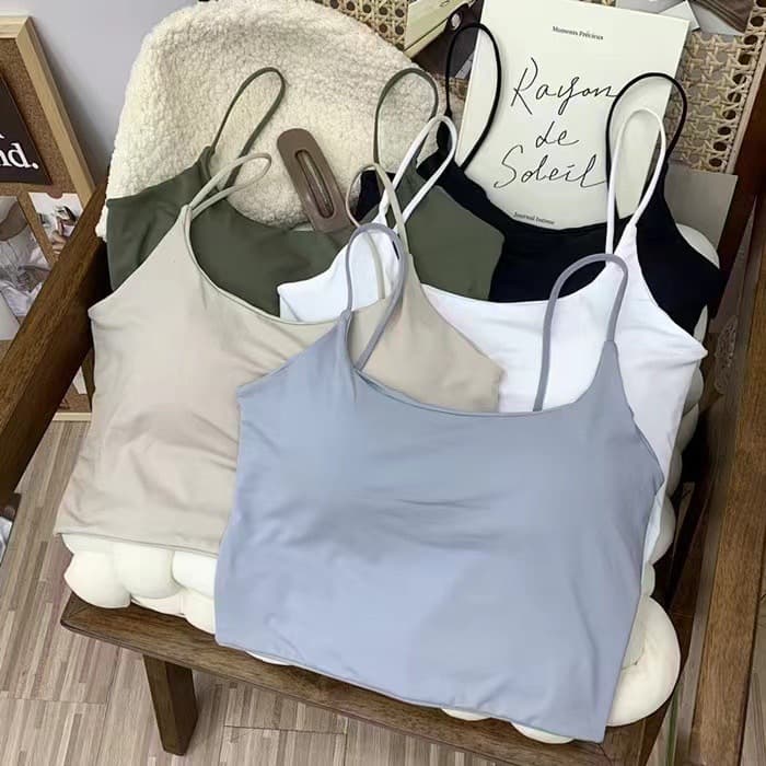 เสื้อสายเดี่ยวสายเล็ก B-082 ทําให้อกทรงสวย มีฟองน้ําในตัว สายเดี่ยวแฟชั่น สไตล์ชิคๆ วินเทจ