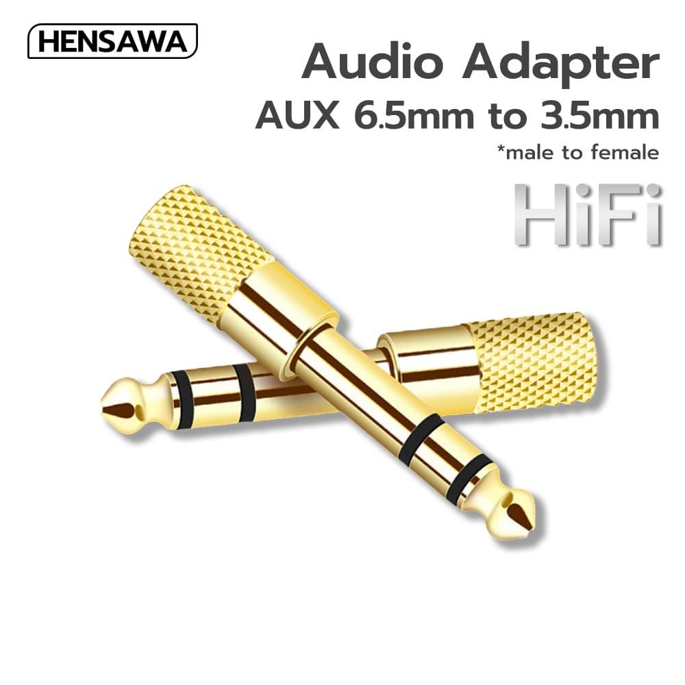 HENSAWA AD100 สายแปลงหูฟัง Aux ตัวเมีย เป็น ตัวผู้ 6.35mm 6.5mm to 3.5mm Adapter อะแดปเตอร์แปลงหัวเเจ็ค ขนาด…