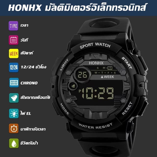 นาฬิกาข้อมืออิเล็กทรอนิกส์ การเล่นกีฬากลางแจ้ง เรืองแสง สําหรับผู้ชาย ข้อมือดิจิทัล หน้าปัดขนาดใหญ่