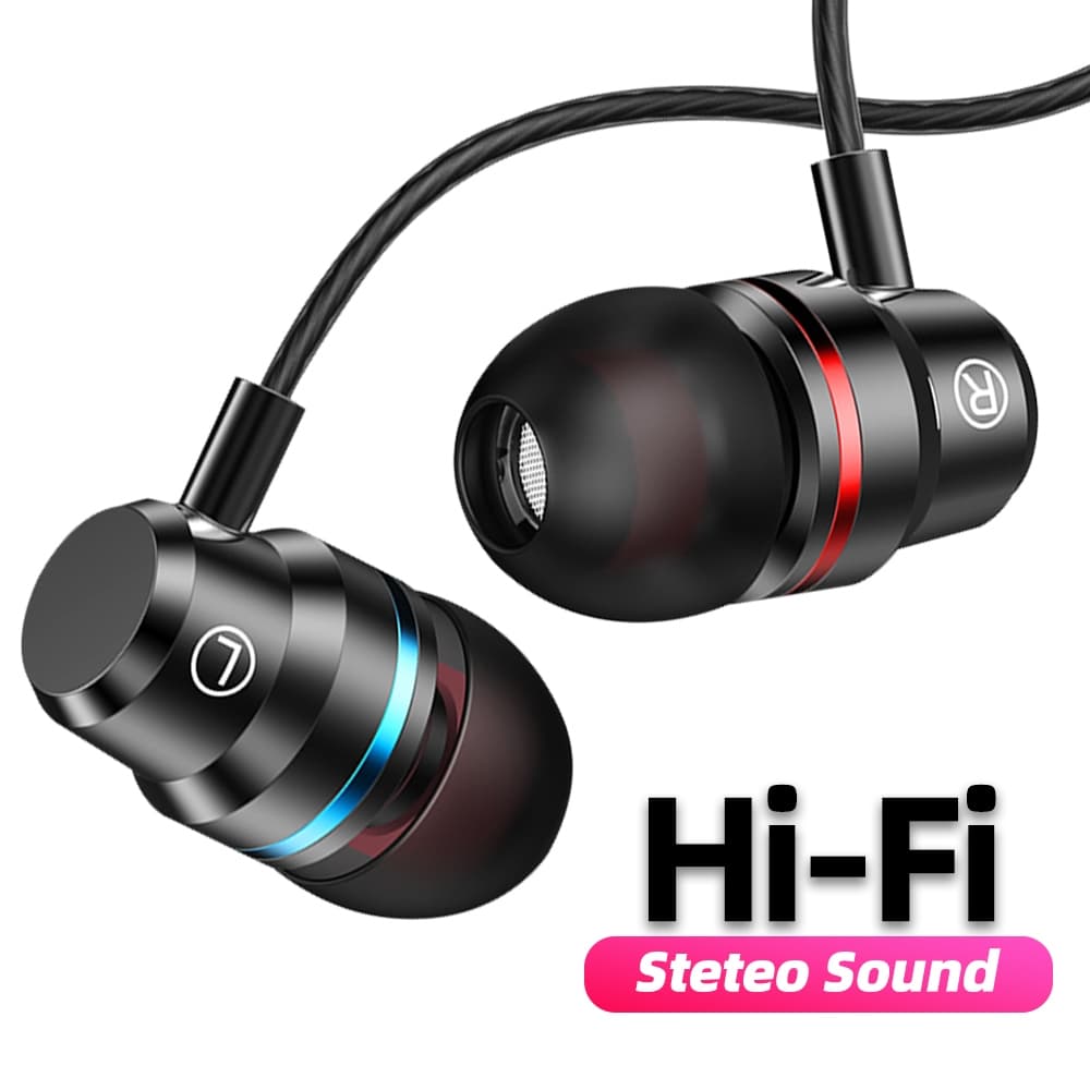 ส่งจากไทย 3.5mm ซับวูฟเฟอร์แบบมีสายหูฟัง HiFi กีฬากันน้ําแบบใส่ในหูพร้อมไมโครโฟน