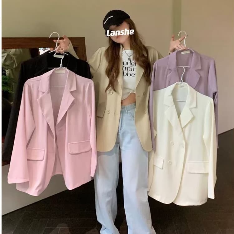 SUIT-18🍇สูทผู้หญิงสไตล์เกาหลี กระดุม 4เม็ด เสื้อเบลเซอร์แฟชั่น ใส่ทํางาน ใส่คลุม สําหรับผู้หญิง ผ้านิ่ม… รูปที่ 1