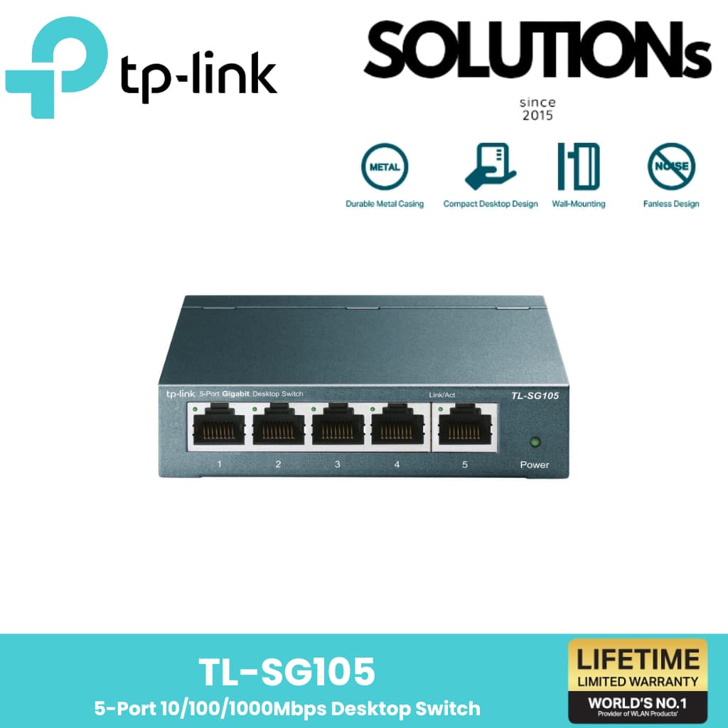TP-Link ️สวิตช์ฮับ ️ TL-SG105 5 PORTS GIGABIT PORT IN METAL CASING 10/100/1000Mbpsประกันตลอดอายุการใช้งาน