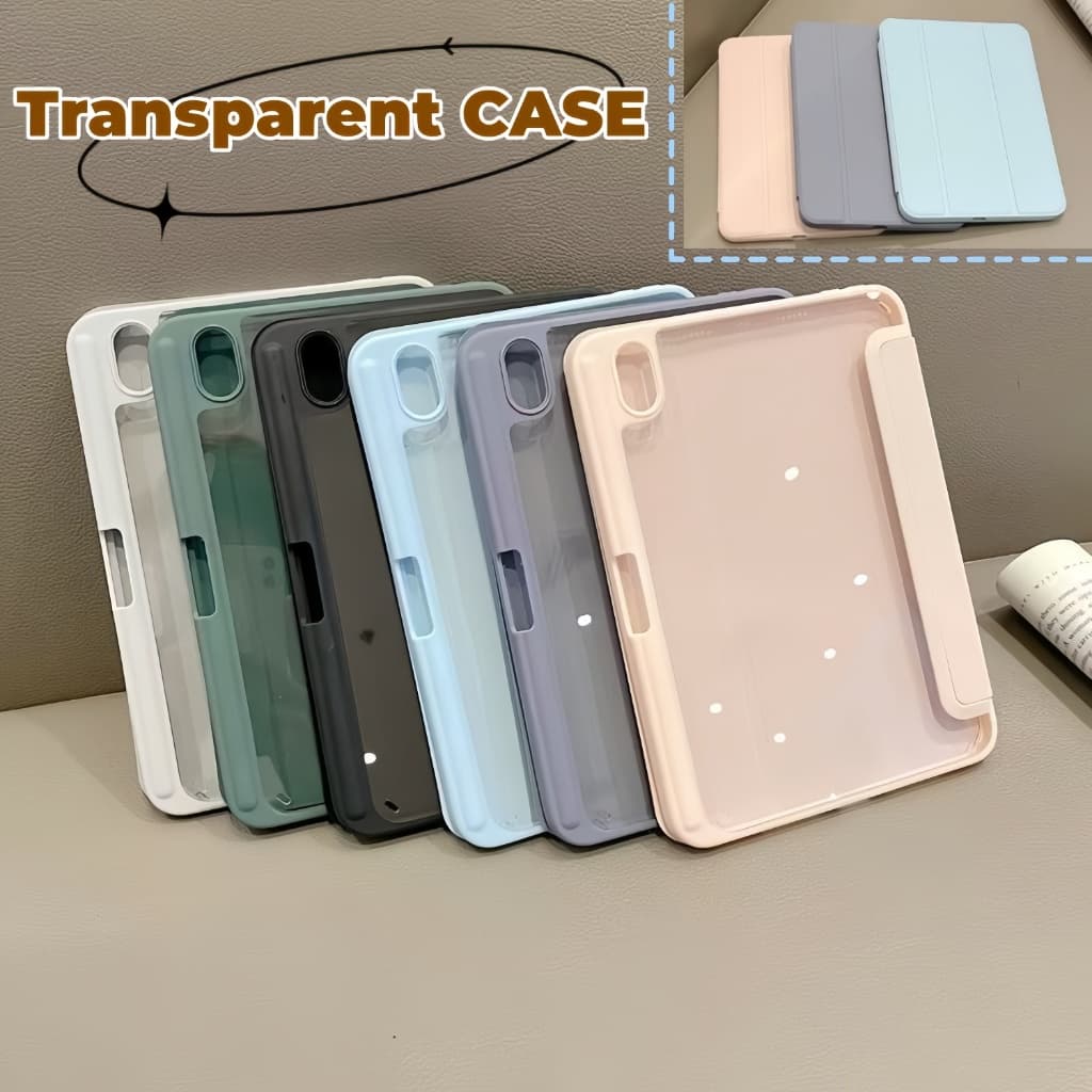 case for Air4/5/6/7 air11 ipad gen10/gen11 gen9/8/7/6/5 เจน10.2 mini6 pro11 วัสดุอะคริลิค พร้อมช่องเสียบปากกา…