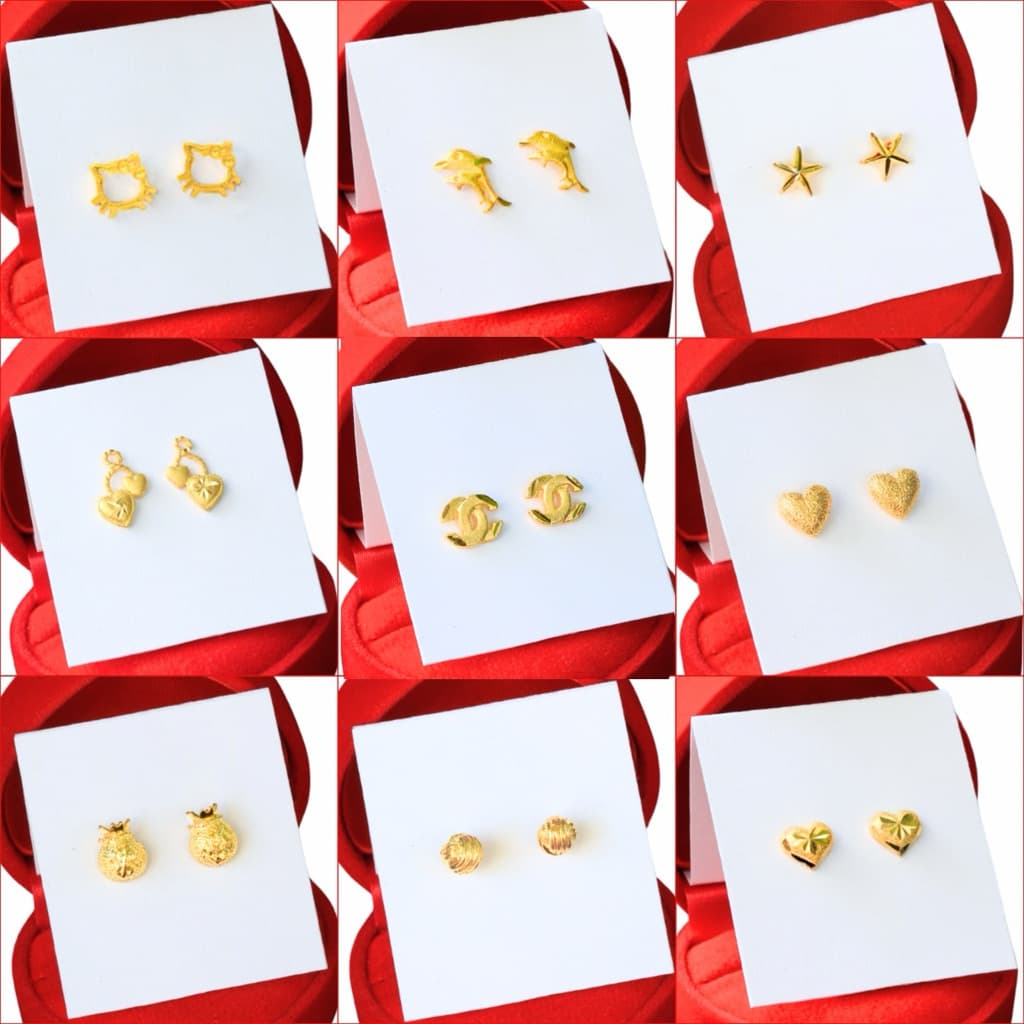 1คู่ ต่างหู 14K (วัสดุอย่างดี ไม่ลอกดํา แพ้ง่ายใส่ได้) CN Jewelry