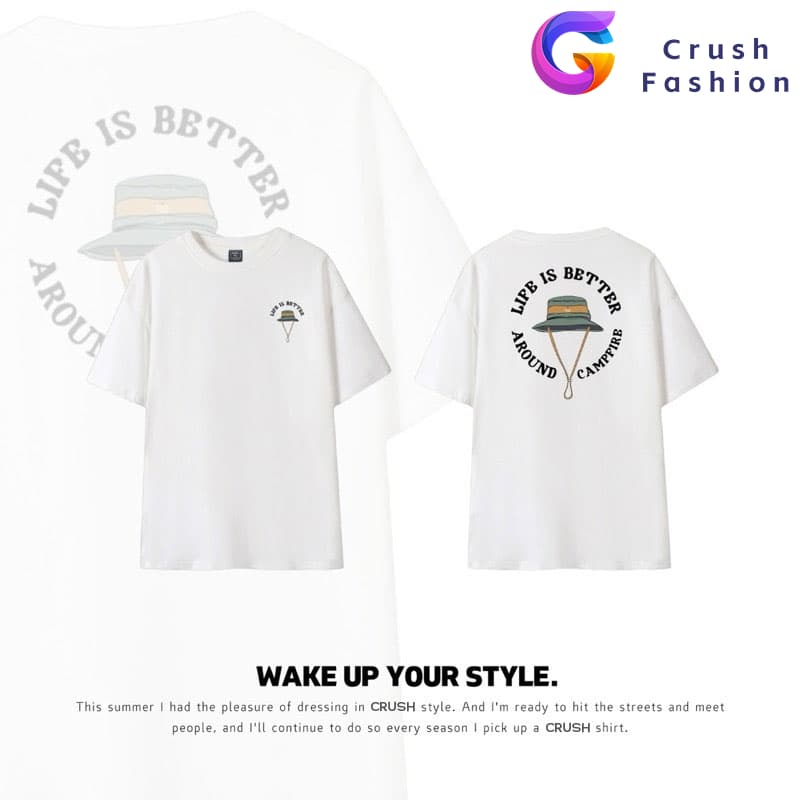 Crush เสื้อยืดผู้ชาย ลําลอง ผ้าฝ้าย แขนสั้น คอกลม ผ้าฝ้ายแท้ แฟชั่นฤดูร้อน สําหรับผู้ชาย และผู้หญิง…