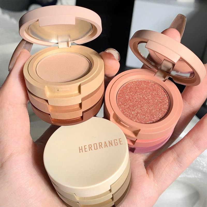 S-37🌟Herorange 3in1 Face Palette พาเลตต์อเนกประสงค์ รวมอายแชโดว์ บลัชออน และไฮไลท์ในตลับเดียว รูปที่ 1