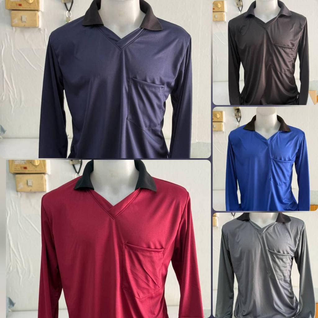 เสื้อคนงานแขนยาว ไมโครหนา 145 แกรม คอปก มีกระเป๋า ผ้าไมโคร มี 5 สี ไซส์ M L XL 2XL