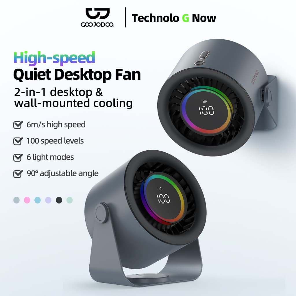GOOJODOQ GFS008 พัดลมตั้งโต๊ะ พัดลมตั ้ งโต ๊ ะ USB ความเร ็ วปรับได ้ 100 ระดับการทํางานที ่