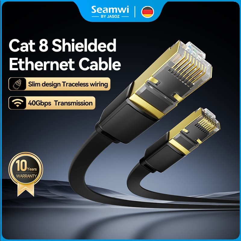 ส่งจาก กทม Seamwi สายอินเตอร์เน็ต CAT8 Ethernet Cable, LAN,RJ45, สายแลน, 40Gbps, 2000MHz, 5m-20m