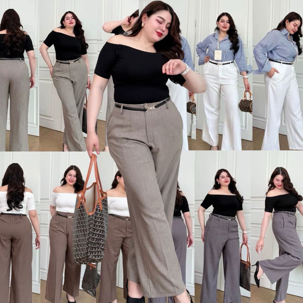 Moonpants กางเกงทํางานสาวอวบ กระดุมหน้าสไตล์สาวออฟฟิศ (ZAZA PANTS) Moonstonechubbyhouse [ Code: 0006 ]