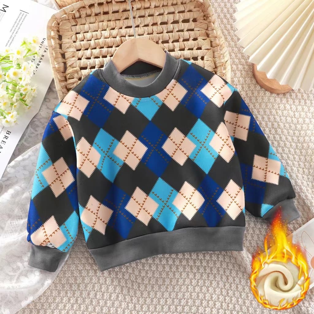Q5 เสื้อกันหนาวเด็ก สเวตเตอร์กันหนาว เสื้อกันหนาวแฟชั่น ลายคริสมาสต์ ด้านในขนอุ่นๆ