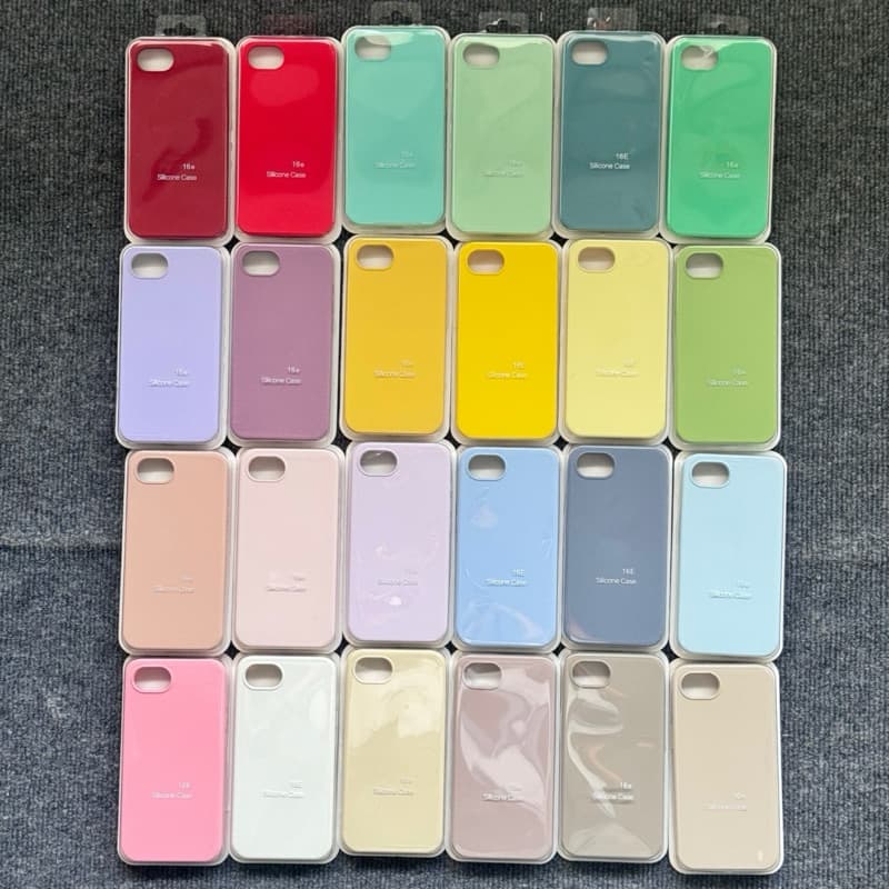 ในไทย Caseไอโฟน16E 17Eกํามะหยี่โลโก้ เนื้อซิลิโคน สีพื้น สําหรับรุ่นไอโฟน16E 17Eสินค้าพร้อมส่ง