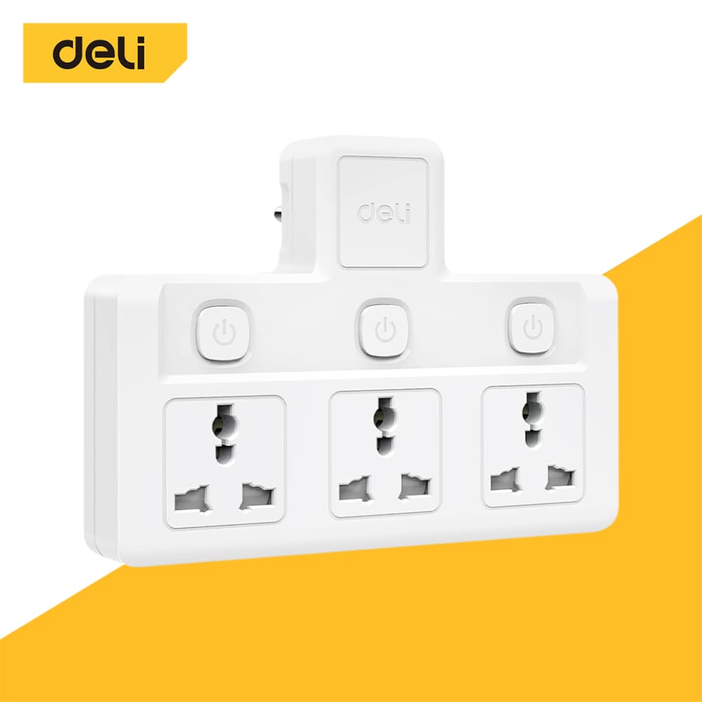 Deli ปลั๊กแปลง ปลั๊กไฟ กําลังไฟ 10A 2500W อแดปเตอร์ ปลั๊กสากล ทนความร้อนได้ 750องศา Universal Adapter