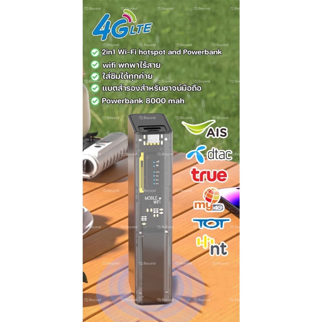 ใหม่ พร้อมส่ง 4G Wifi Hotspot and Powerbank 8000mAh แบบพกพา 2in1 ปล่อยไวไฟและชาร์จแบตโทรศัพท์ได้พร้อมกัน รุ่น…