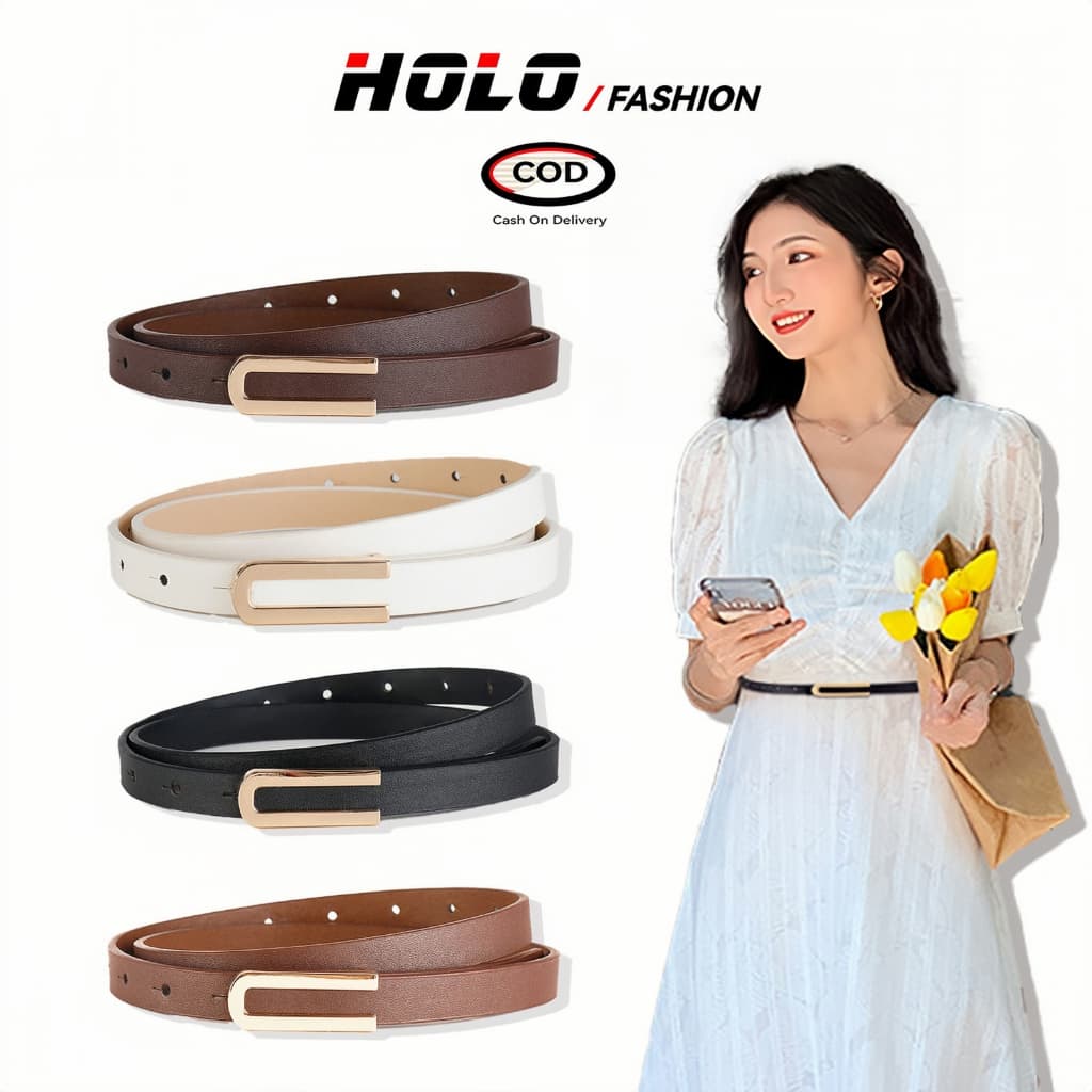 HOLO สายรัดเอวปรับความยาวได้ สไตล์ย้อนยุคสําหรับผู้หญิง หนังแท้ คุณภาพสูง หัวเข็มขัดโลหะผสม