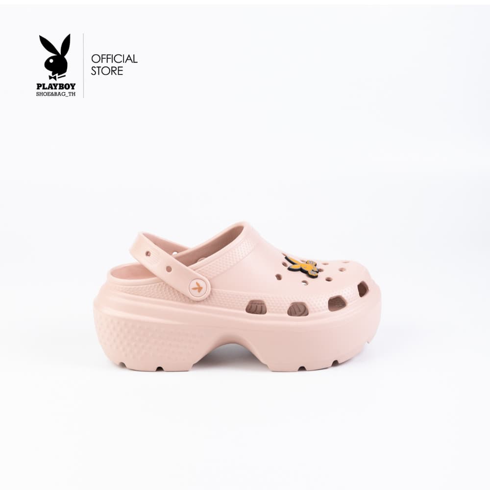 PLAYBOY รุ่น Bunny Clogs รองเท้าแตะหัวโตเปิดส้น รหัส ST-HS251C130 ดีไซน์ รองเท้าทรง Clogs แต่ง Jibbitz…