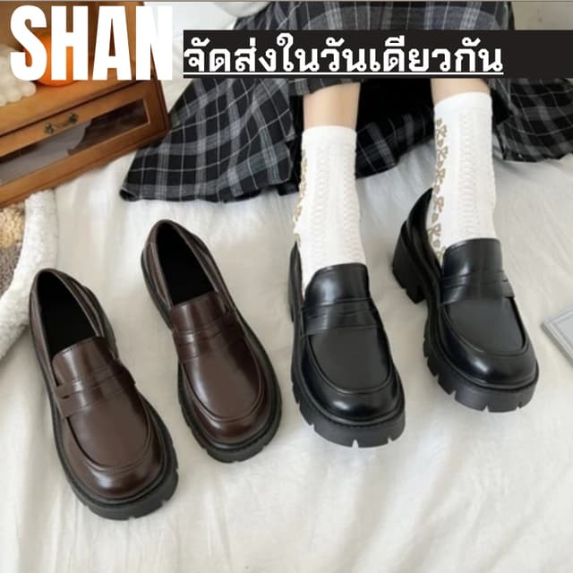 🚚จัดส่งจากประเทศไทย-รองเท้าโลฟเฟอร์สําหรับผู้หญิง รองเท้าหนังสไตล์วินเทจแบบอังกฤษ