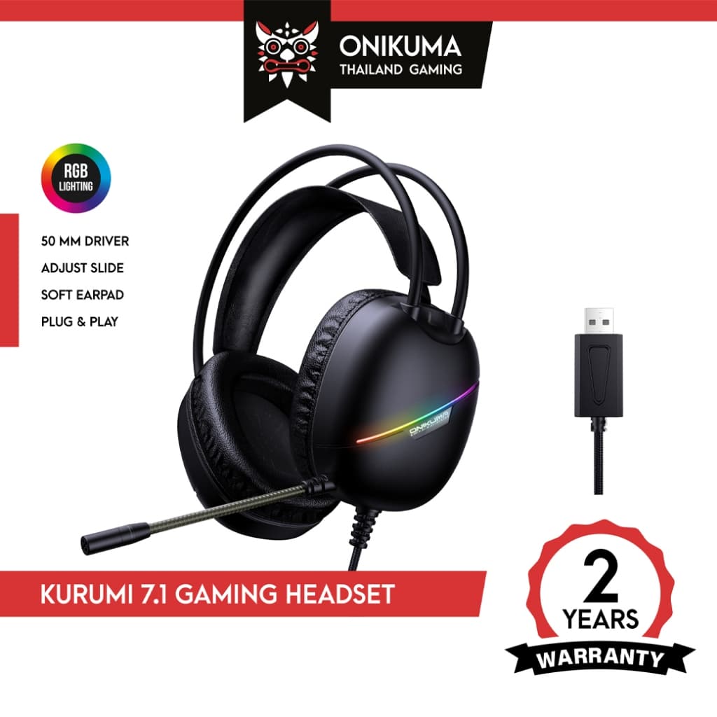ONIKUMA KURUMI 7.1 Gaming Headset หูฟังเกมมิ่ง เสียง 7.1 ลําโพง 50 mm เชื่อมต่อด้วย USB