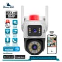 HOME-MALL กล้องวงจรปิดไร้สายdouble lens ไฟไซเรนเด่น คมชัด5MP กันน้ําip66 หมุนได้355องศา มีอินฟาเรด