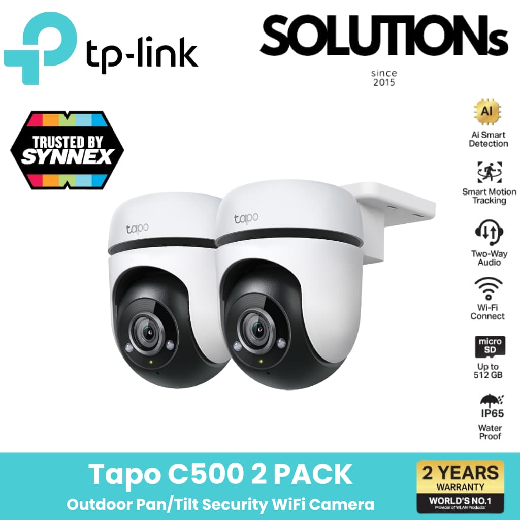 TP-Link ️กล้องไวไฟ ️Tapo C500 [แพ็คคู่สุดคุ้ม] ภาพคมชัด 2MP ใช้งานภายนอก กันน้ํา/ กันฝุ่น IP65 รับประกัน 2ปี