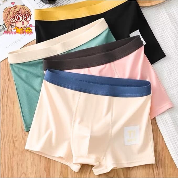 Anna shop กางเกงชั้นในชาย Boxer กางเกงในบ๊อกเซอร์ สีพื้นพลาสเทล ผ้านิ่ม ระบายอากาศได้ดี A3200