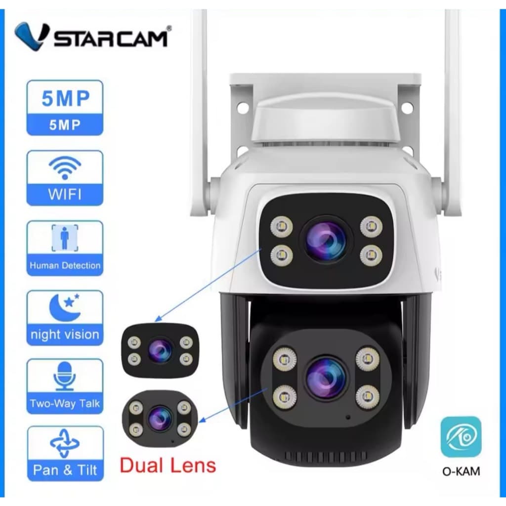VSTARCAM C622DR กล้องวงจรปิดไร้สาย ความละเอียด 3MP 1296p เลนส์กล้องคู่ กลางคืนภาพสี Ai + ตรวจจับคน และ… รูปที่ 1