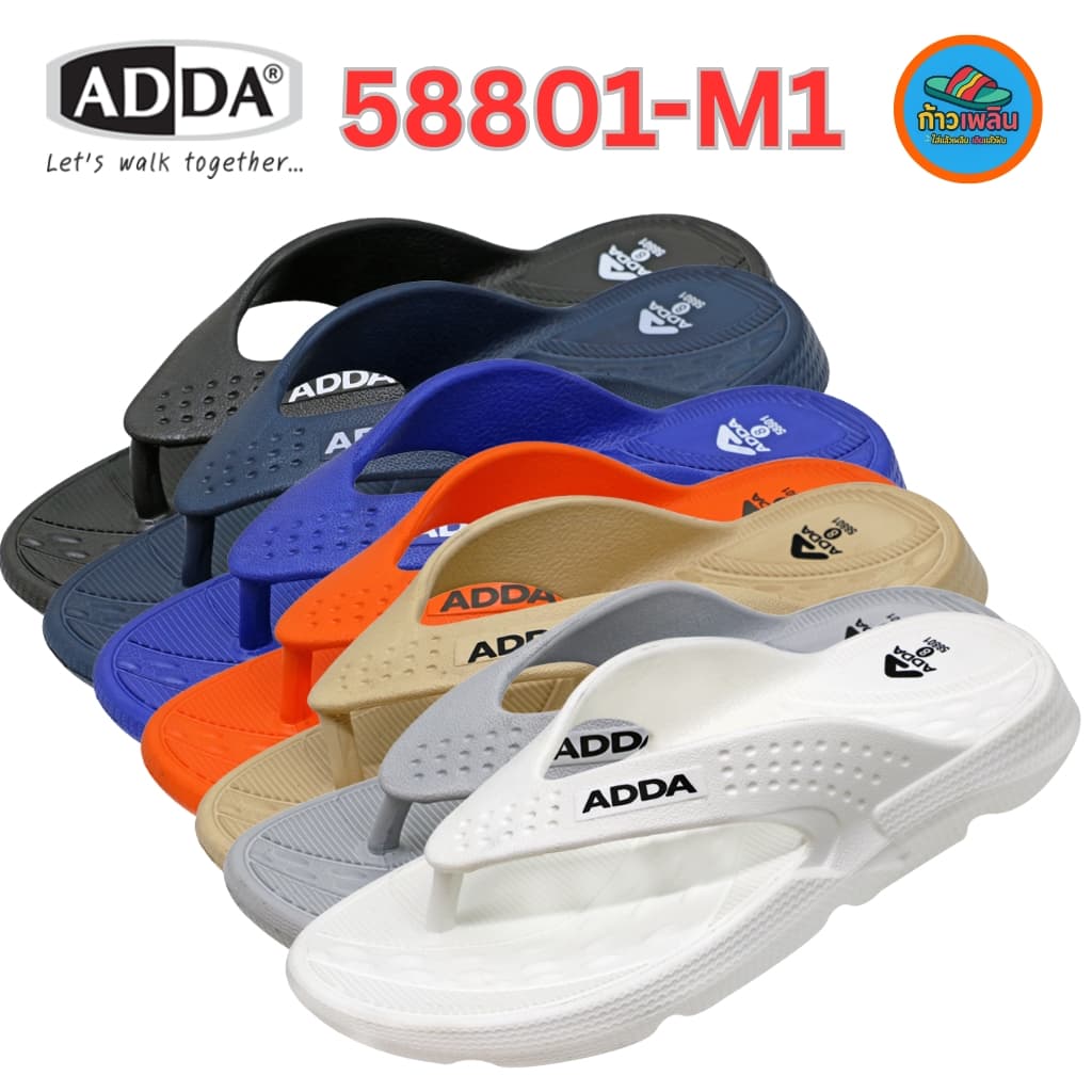 ADDA 58801-M1 รองเท้าแตะหูคีบ สําหรับผู้ชาย เบอร์ (7-10) น้ําหนักเบา ใส่ลุยน้ําได้