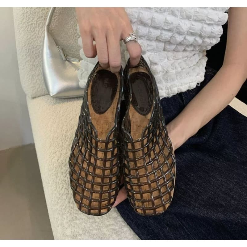 Jelly Flats Mesh Ballet Flatsน้ําหนักเบา ระบายอากาศได้ดี พื้นนิ่มเบาลุยน้ําได้สะบาย