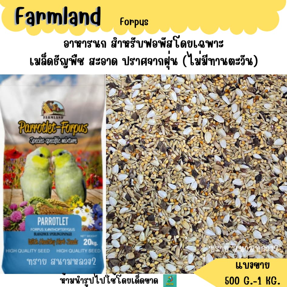 Farmland Forpus ( แบ่งขาย 500 G.-1 KG.) อาหารนกไขมันต่ํา สูตรเฉพาะนกฟอพัสโดยเฉพาะ รูปที่ 1