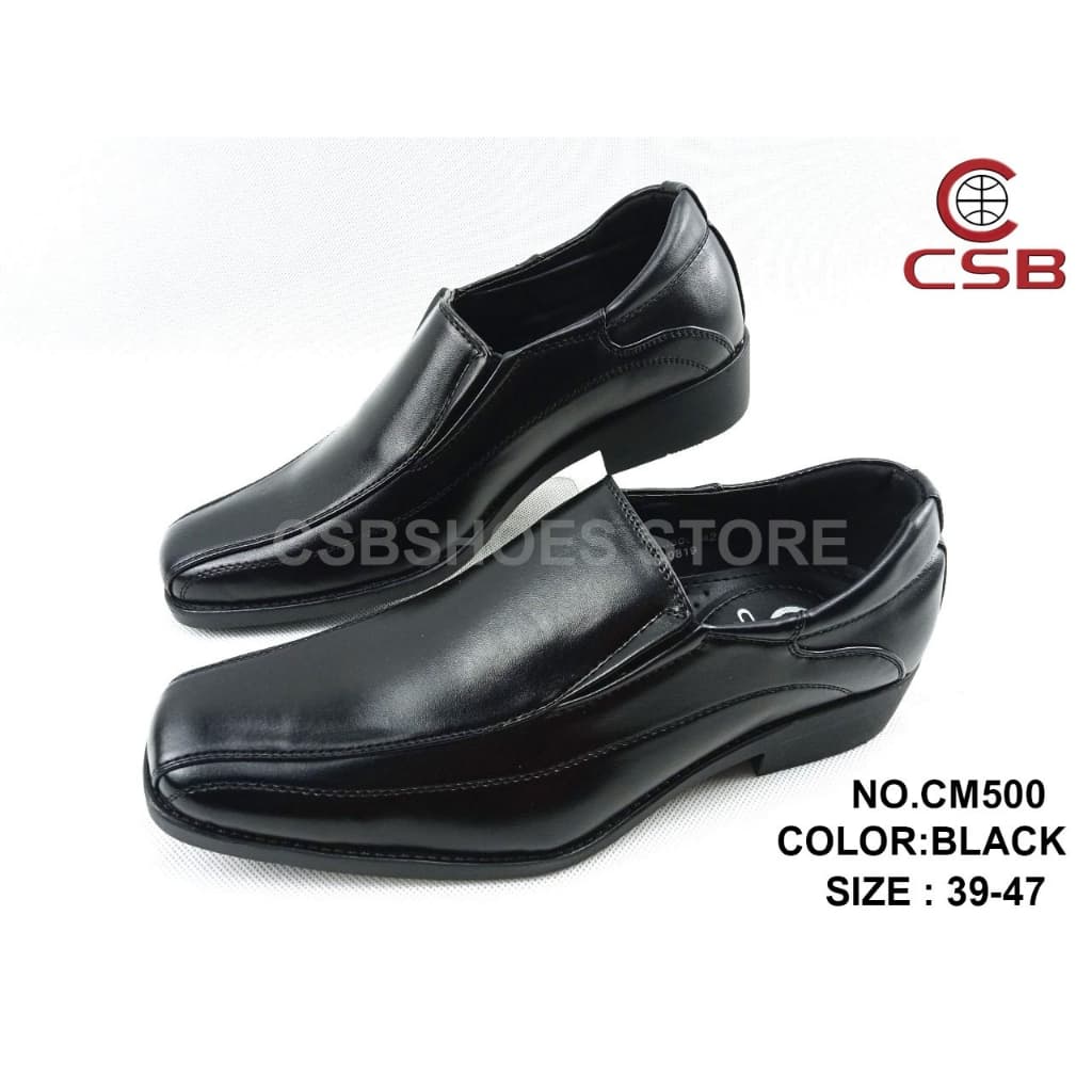 CSB รองเท้าหนังดํารหัส CM500 มีไซส์ใหญ่ 39-47 รองเท้าคัดชูส์สําหรับนักเรียน นักศึกษา ใส่ทํางานได้