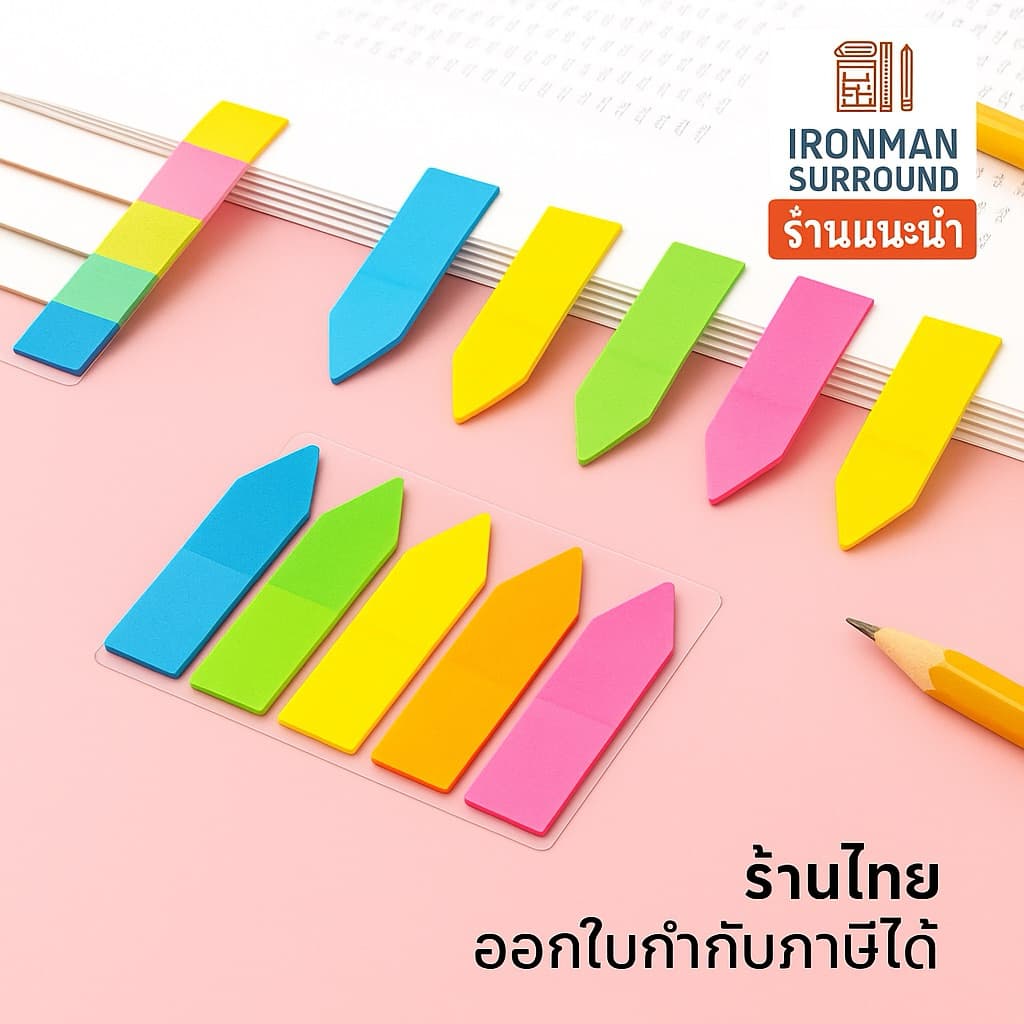 Index Sticky note กระดาษโน๊ต เน้นข้อความ อินเด็กซ์ พลาสติก คั่นหน้า หัวเรื่อง สติ๊กเกอร์ ไฮไลท์ มีกาว กันน้ํา…