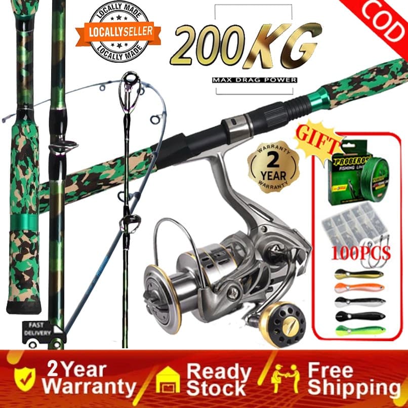 daiwa คันเบ็ดและรอกตกปลา 1.8 ม.คันเบ็ดพร้อมรอกตกปลาและอุปกรณ์ตกปลา รอกตกปลาครบชุดพร้อมสายสํารองแล้ว