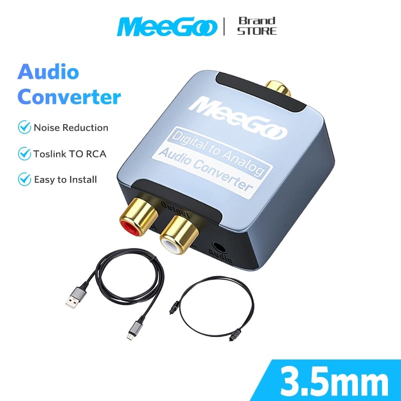 MEEGOO อะแดปเตอร์เสียงดิจิตอล Optical/Coaxial to RCA 3.5mm ตัวแปลงสัญญาณเสียงสําหรับทีวี…