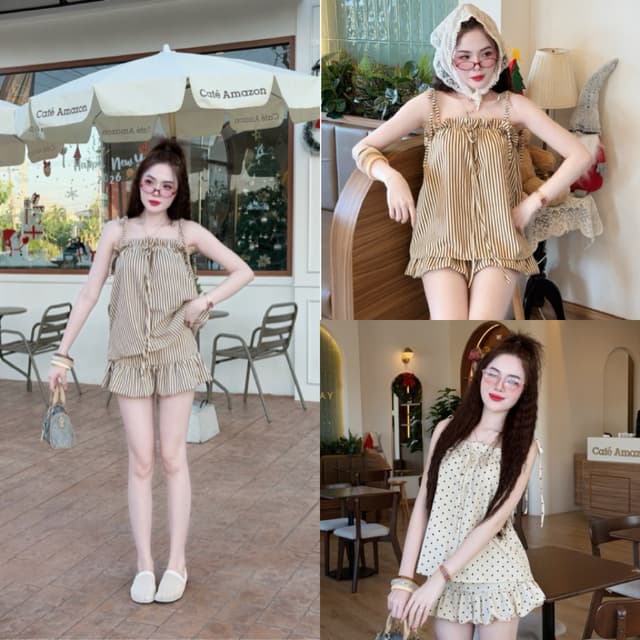 ชุดเซตมินิเดรสบอลลูนผูกไหล่