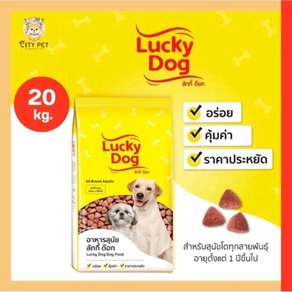 ยกกระสอบ 20+1กก. อาหารสุนัข Lucky Dog (ลัคกี้ด็อก) รสรวม สําหรับสุนัข 1ปีขึ้นไป