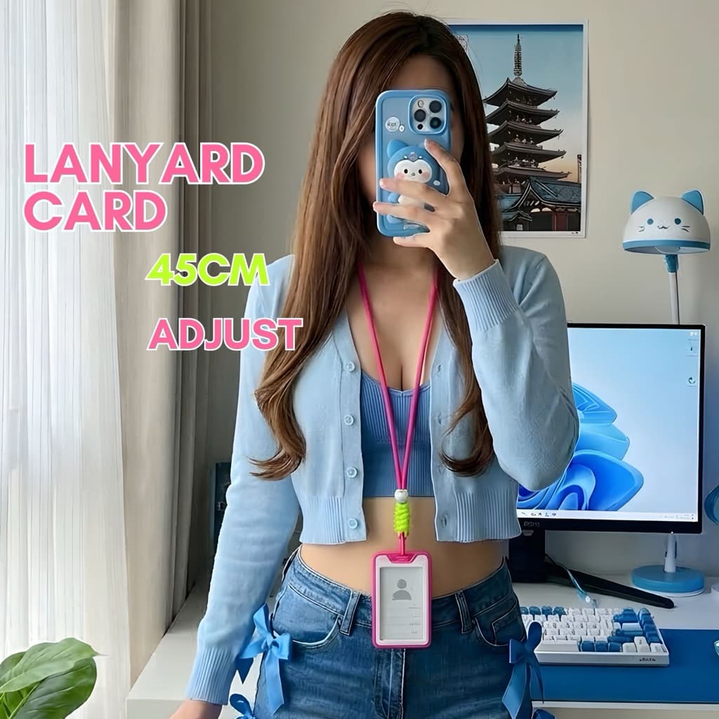 เคสใส่บัตรพนักงาน + สายคล้องคอปรับระดับได้ (45cm) จุได้ 2 บัตร ดีไซน์สวย ทันสมัย… รูปที่ 1