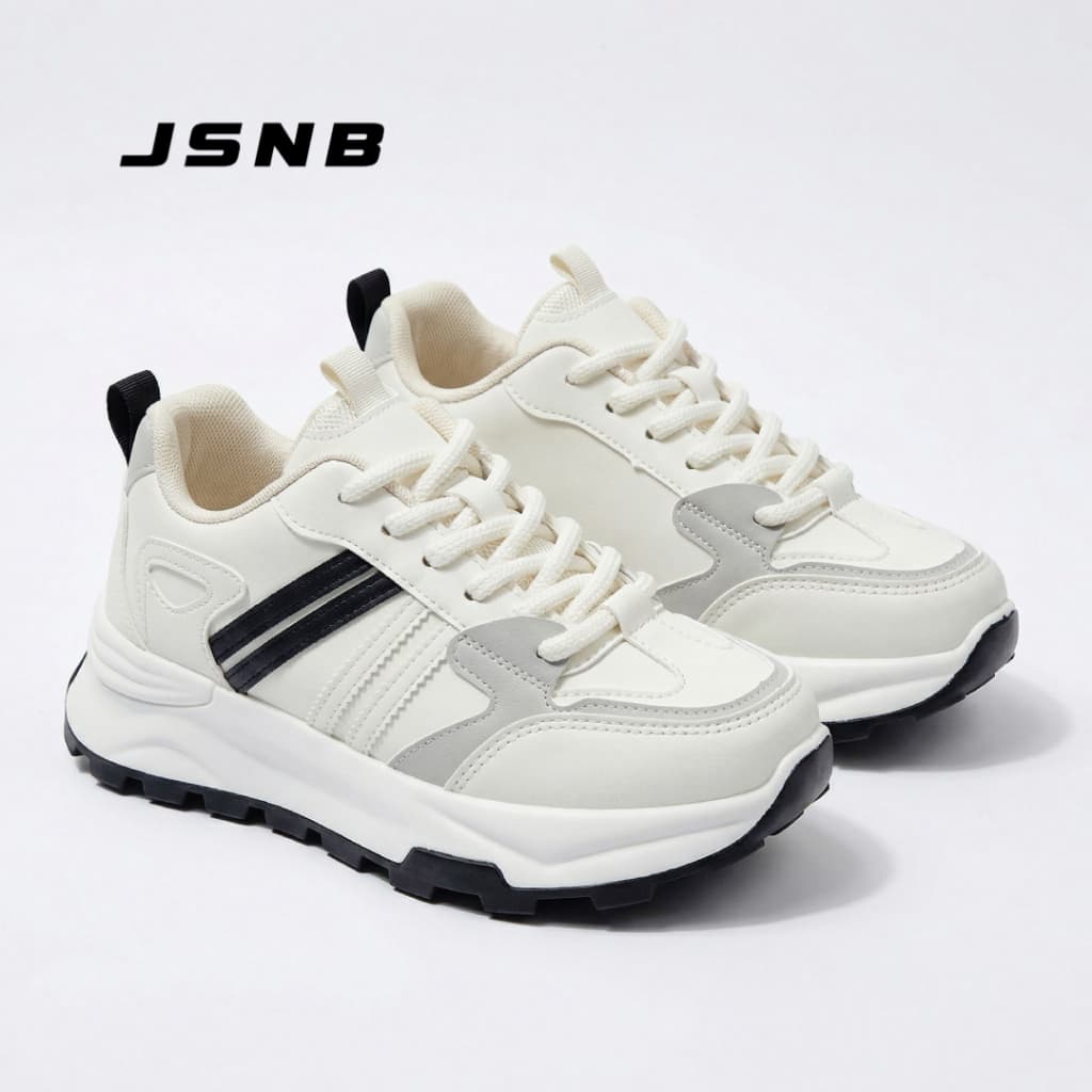 JSNB ส่งฟรี รองเท้าผ้าใบสีขาว ทรงสปอร์ต มินิมอล รองเท้ากีฬาลําลอง ใส่วิ่งได้ นักเรียน พื้นหนานุ่ม เบา กันลื่น…