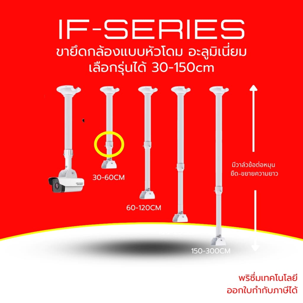 (ส่งด่วน ) ขายึดกล้องวงจรปิด แผงโซล่าเซลล์ อะลูมิเนี่ยม รุ่น iF ความยาวปรับได้ 30-200CM เลือกรุ่นได้…