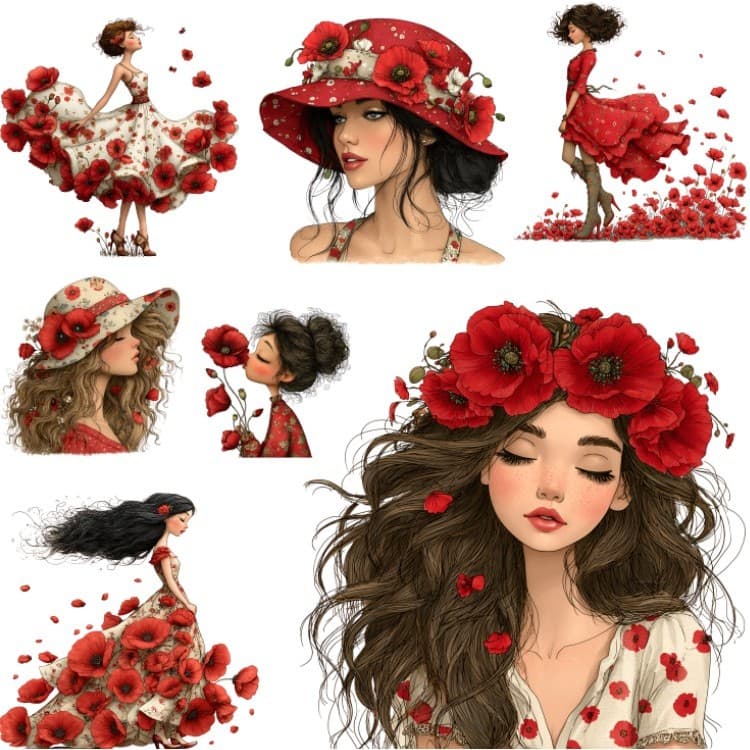 Poppy-Girl ผู้หญิงสวยกับดอกป้อปปี้ F.422