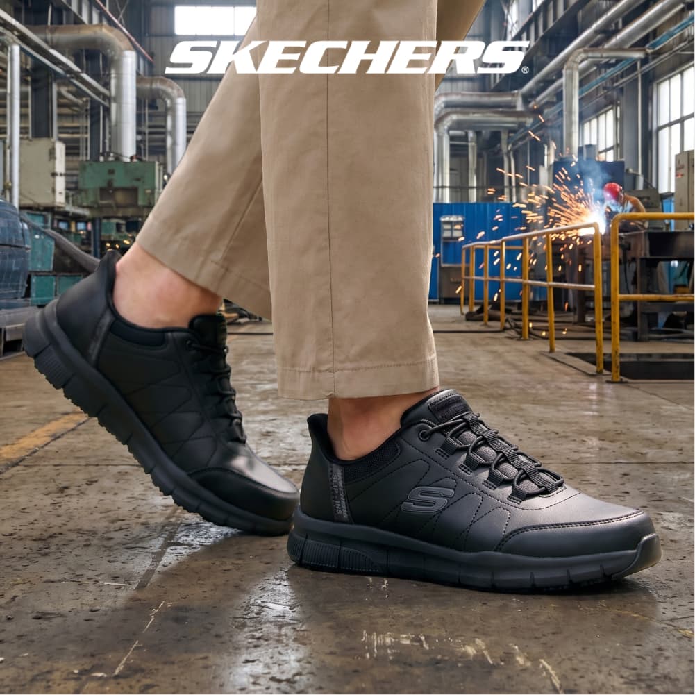 Skechers สเก็ตเชอร์ส รองเท้าทํางานผู้ชาย Men Nampa Works Shoes - 200293-BLK - Memory Foam