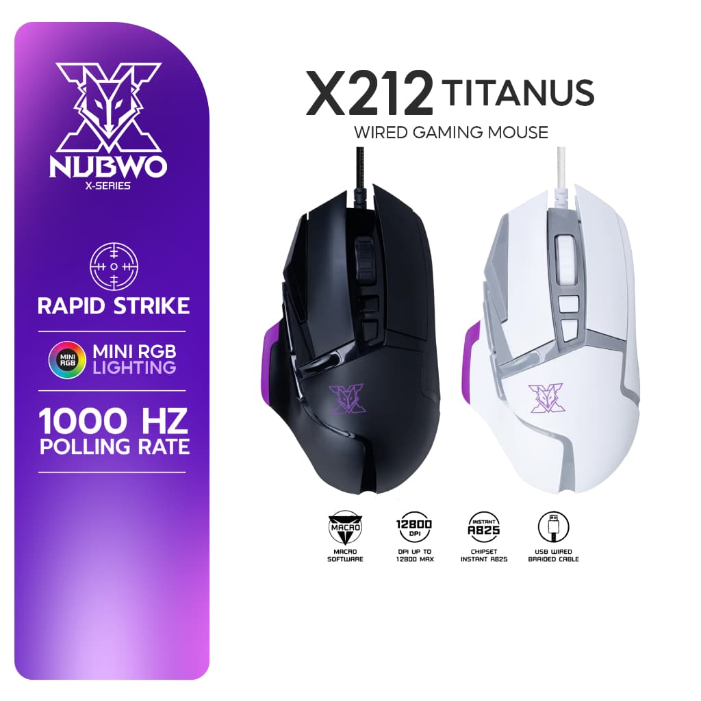 NUBWO X-Series X212 Titanus Wired Gaming Mouse มีไฟ RGB Lighting ใช้งานง่าย เหมาะสําหรับเล่นเกม