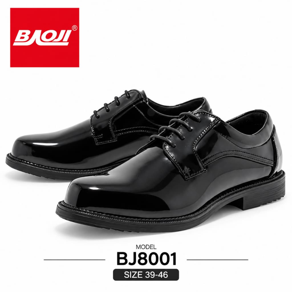 Baoji รองเท้าคัชชูหนังแก้ว/หนังด้าน แบบผูกเชือก BJ8001/BJ8002 ไซส์ 39-46